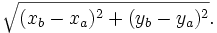  \sqrt{(x_b-x_a)^2 + (y_b-y_a)^2}. 